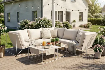 Usteryd udendørs hjørnesofa 5-personers vendbar - Beige/Beige - Havemøbler - Loungemøbler - Sofagrupper udendørs