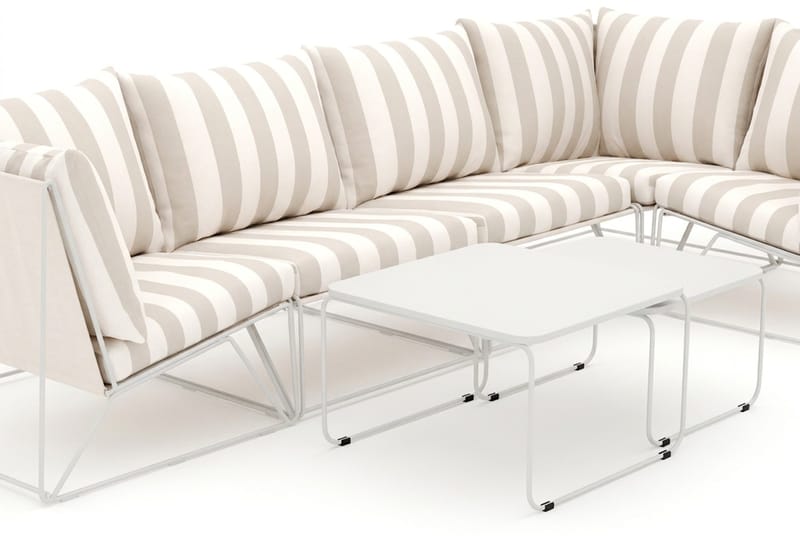 Usteryd udendørs hjørnesofa 5-personers vendbar - Beige/Stribet - Havemøbler - Loungemøbler - Sofagrupper udendørs