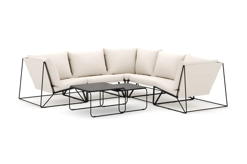 Usteryd udendørs hjørnesofa 5-personers vendbar - Sort/Beige - Havemøbler - Loungemøbler - Loungesofaer