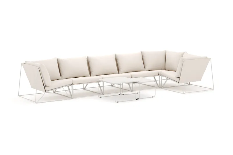 Usteryd udendørs hjørnesofa 6-personers vendbar, Beige/Beige