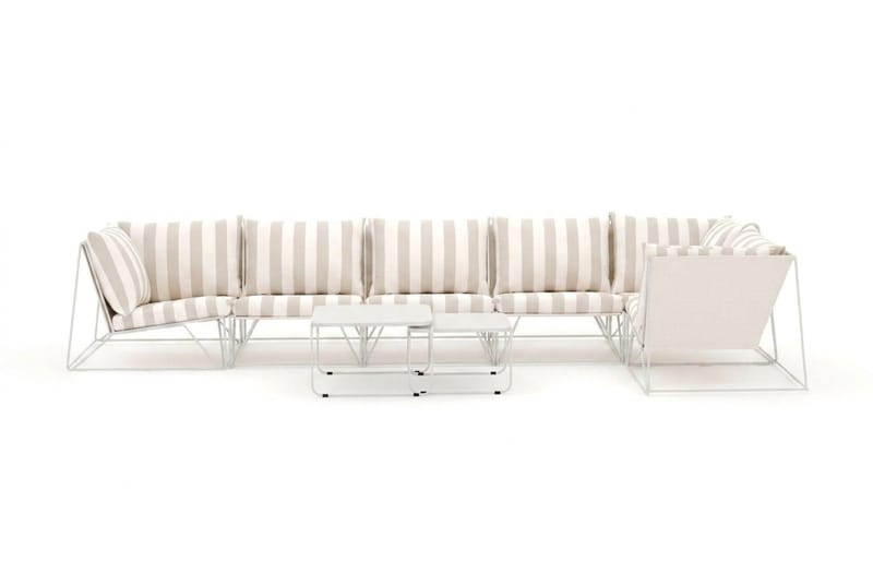 Usteryd udendørs hjørnesofa 6-personers vendbar - Beige/Stribet - Havemøbler - Loungemøbler - Sofagrupper udendørs