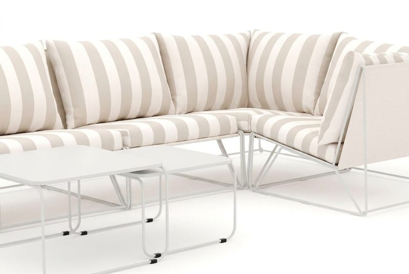Usteryd udendørs hjørnesofa 6-personers vendbar - Beige/Stribet - Havemøbler - Loungemøbler - Sofagrupper udendørs