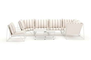 Usteryd udendørs hjørnesofa 6-personers vendbar med lænestol - Beige/Stribet - Havemøbler - Loungemøbler - Sofagrupper udendørs