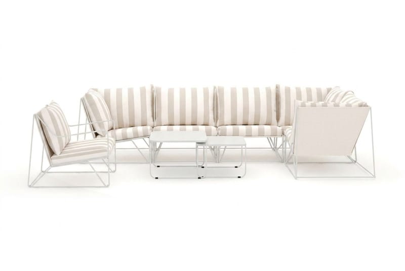 Usteryd udendørs hjørnesofa 6-personers vendbar med lænestol - Beige/Stribet - Have - Udendørs miljø - Altan & terrasse - Altanmøbler