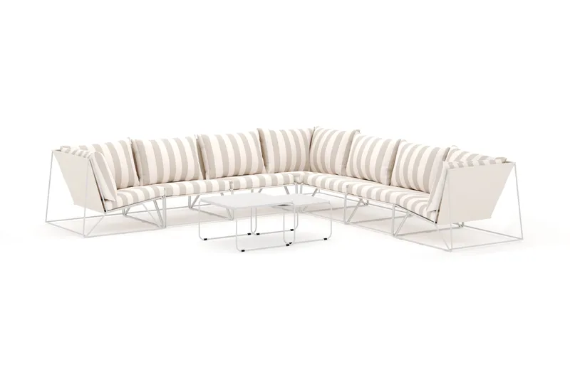 Usteryd udendørs hjørnesofa 7-personers vendbar - Beige/Stribet - Have - Udendørs miljø - Altan & terrasse - Altanmøbler