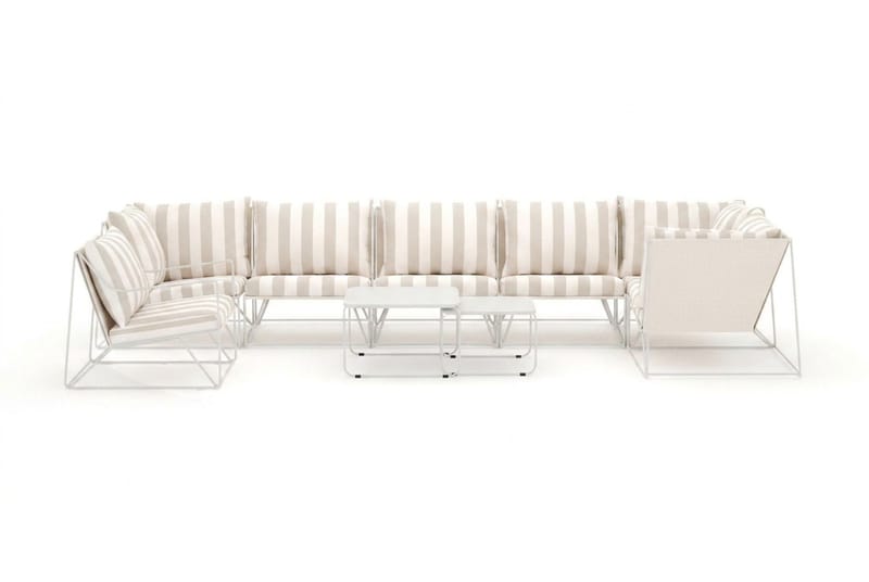 Usteryd udendørs hjørnesofa 7-personers vendbar med lænestol - Beige/Stribet - Have - Udendørs miljø - Altan & terrasse - Altanmøbler