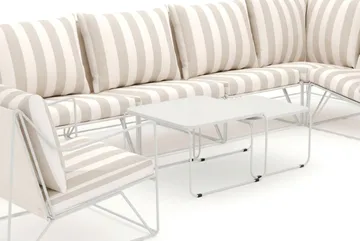 Usteryd udendørs hjørnesofa 7-personers vendbar med lænestol - Beige/Stribet - Havemøbler - Loungemøbler - Sofagrupper udendørs
