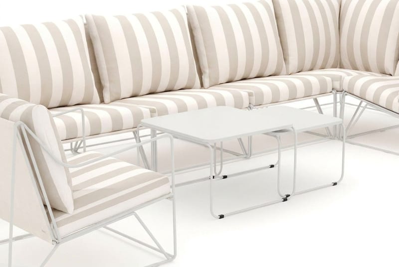 Usteryd udendørs hjørnesofa 7-personers vendbar med lænestol - Beige/Stribet - Have - Udendørs miljø - Altan & terrasse - Altanmøbler
