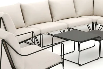 Usteryd udendørs hjørnesofa 8-personers vendbar med lænestol - Sort/Beige - Havemøbler - Loungemøbler - Sofagrupper udendørs