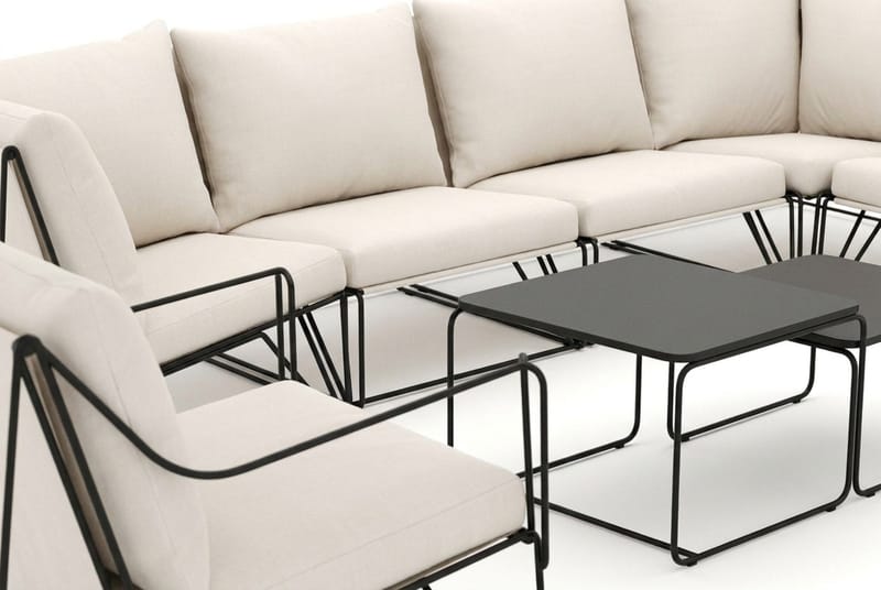 Usteryd udendørs hjørnesofa 8-personers vendbar med lænestol - Sort/Beige - Havemøbler - Loungemøbler - Sofagrupper udendørs