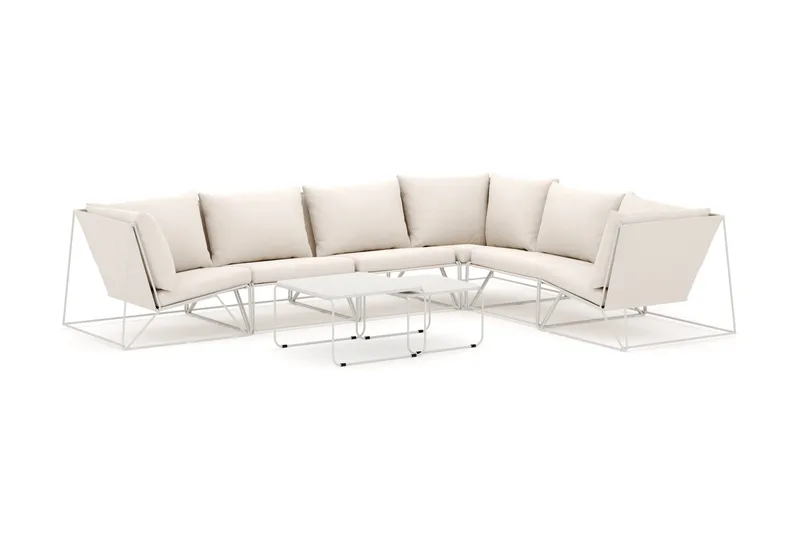 Usteryd udendørs L-sofa 6-personers vendbar, Beige/Beige