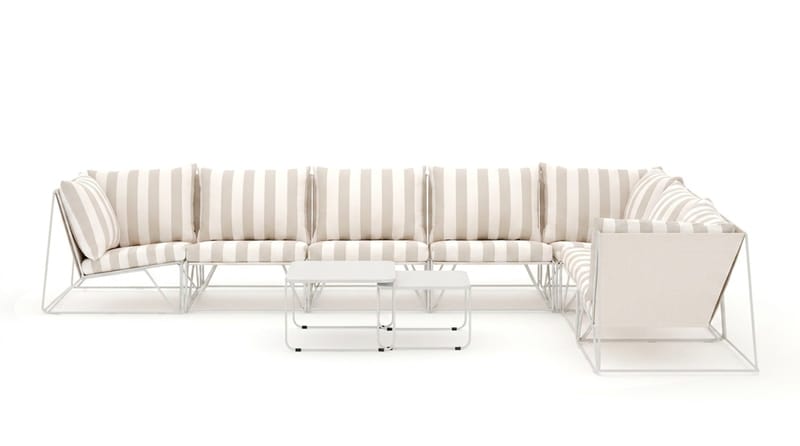 Usteryd udendørs L-sofa 7-personers vendbar - Beige/Stribet - Havemøbler - Loungemøbler - Sofagrupper udendørs