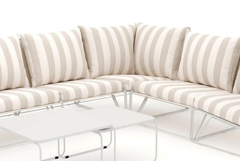 Usteryd udendørs L-sofa 7-personers vendbar - Beige/Stribet - Havemøbler - Loungemøbler - Sofagrupper udendørs