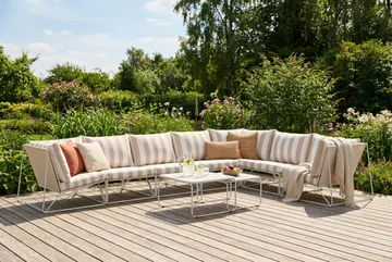 Usteryd udendørs L-sofa 7-personers vendbar - Beige/Stribet - Havemøbler - Loungemøbler - Sofagrupper udendørs