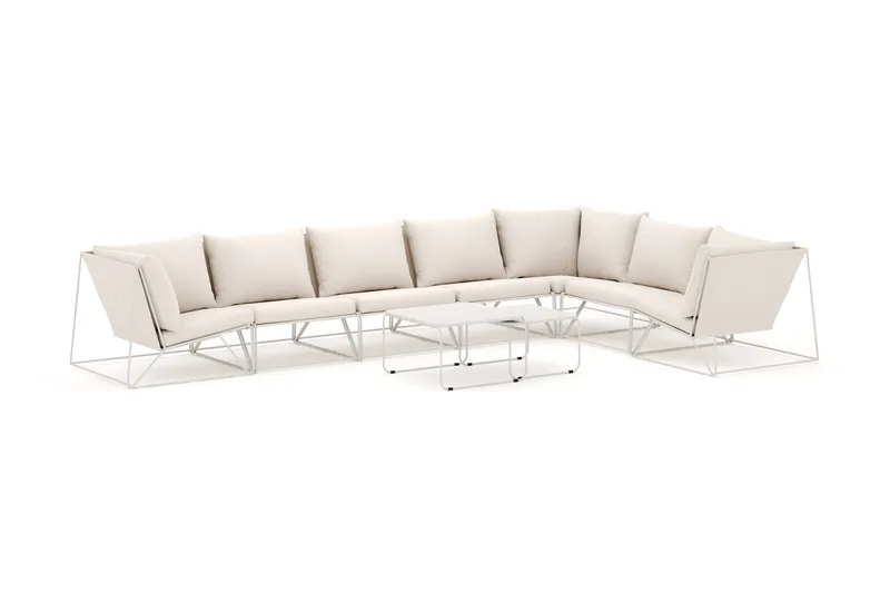 Usteryd udendørs L-sofa 7-personers vendbar, Beige/Beige