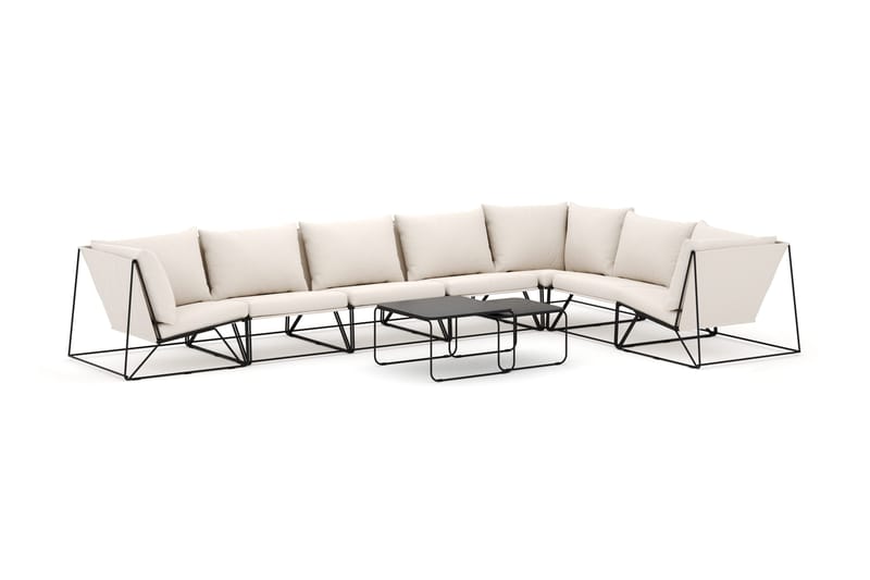 Usteryd udendørs L-sofa 7-personers vendbar, Sort/Beige
