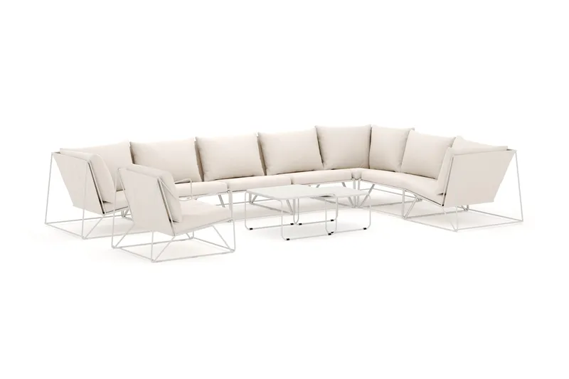 Usteryd udendørs L-sofa 8-personers vendbar med lænestol, Beige/Beige