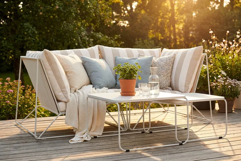Usteryd udendørs lige 2-personers sofa - Beige/Stribet - Have - Udendørs miljø - Altan & terrasse - Altanmøbler