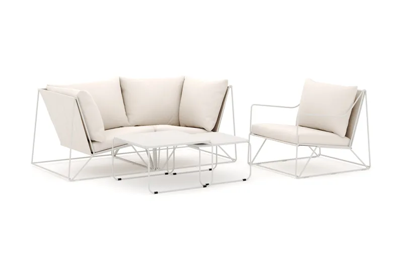 Usteryd udendørs lige 3-personers sofa med lænestol, Beige/Beige