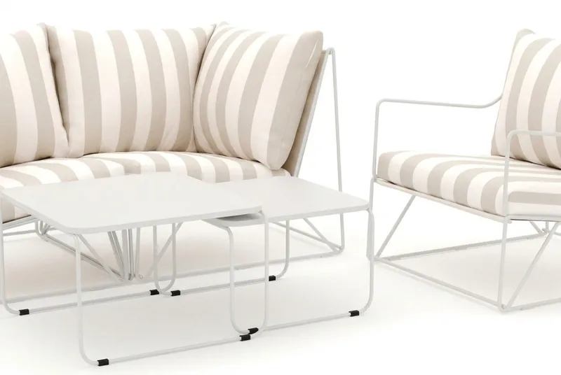 Usteryd udendørs lige 3-personers sofa med lænestol - Beige/Stribet - Havemøbler - Loungemøbler - Sofagrupper udendørs