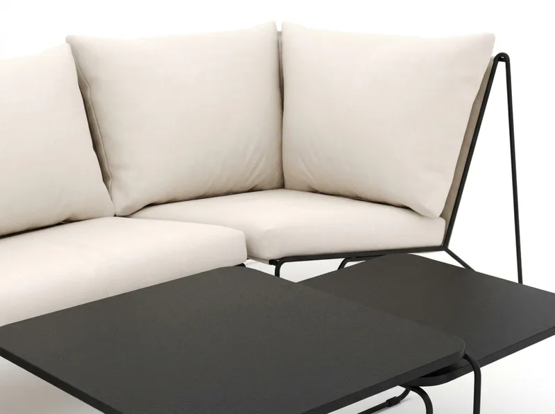 Usteryd udendørs lige 3-personers sofa - Sort/Beige - Havemøbler - Loungemøbler - Sofagrupper udendørs
