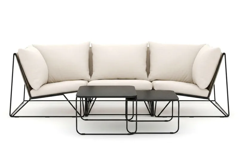 Usteryd udendørs lige 3-personers sofa - Sort/Beige - Havemøbler - Loungemøbler - Sofagrupper udendørs