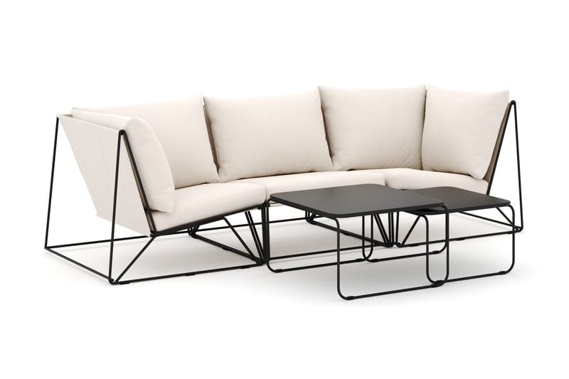 Usteryd udendørs lige 3-personers sofa - Sort/Beige - Havemøbler - Loungemøbler - Loungesofaer