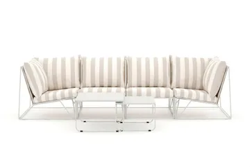 Usteryd udendørs lige 4-personers sofa - Beige/Stribet - Havemøbler - Loungemøbler - Sofagrupper udendørs