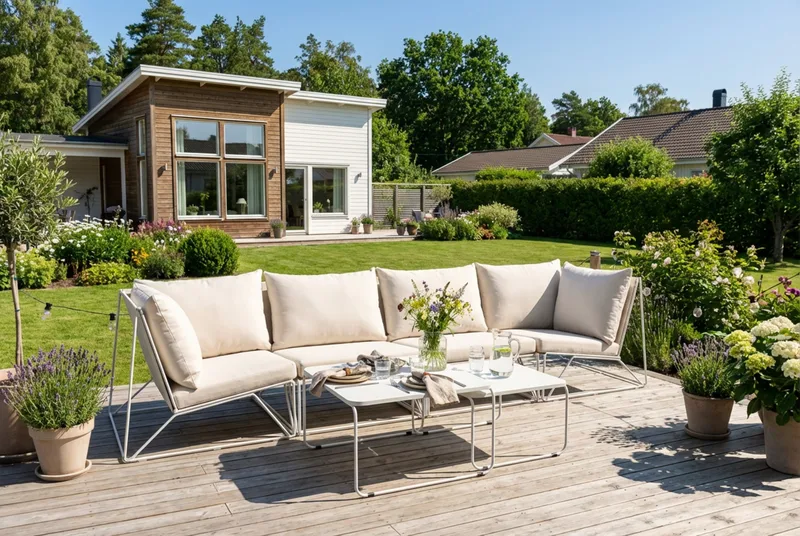 Usteryd udendørs lige 4-personers sofa - Beige/Beige - Havemøbler - Loungemøbler - Loungesofaer