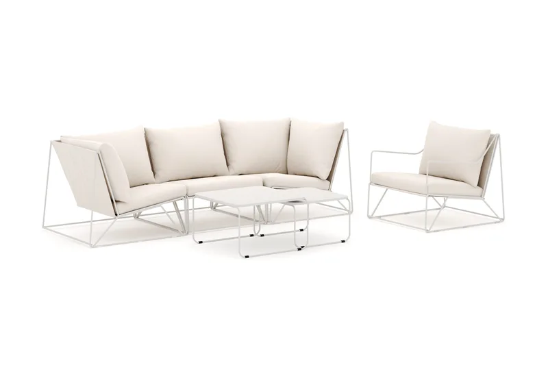 Usteryd udendørs lige 4-personers sofa med lænestol, Beige/Beige