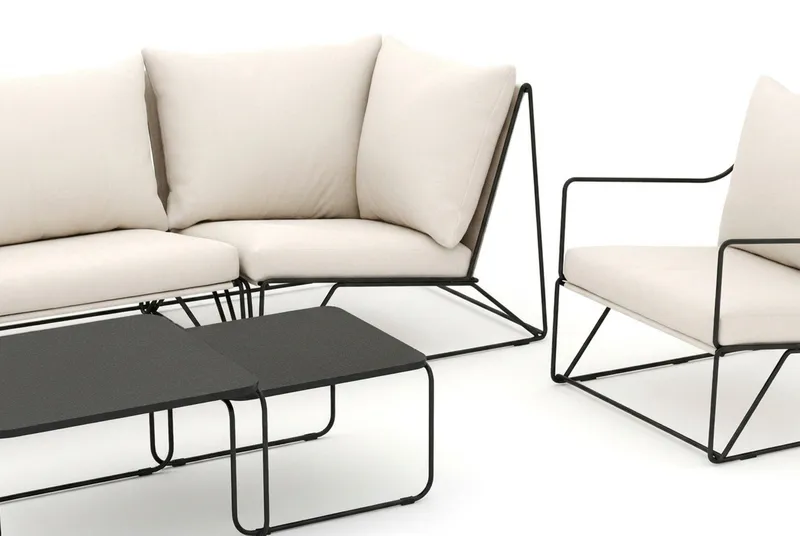 Usteryd udendørs lige 4-personers sofa med lænestol - Sort/Beige - Havemøbler - Loungemøbler - Sofagrupper udendørs