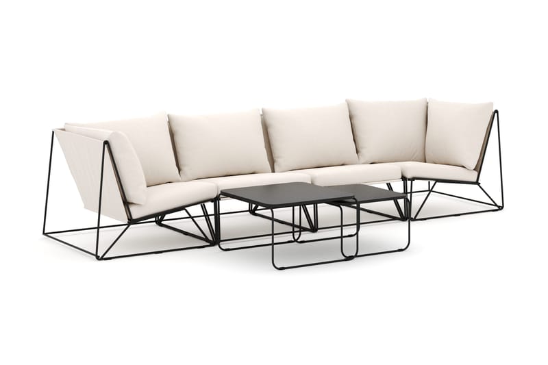 Usteryd udendørs lige 4-personers sofa - Sort/Beige - Havemøbler - Loungemøbler - Loungesofaer