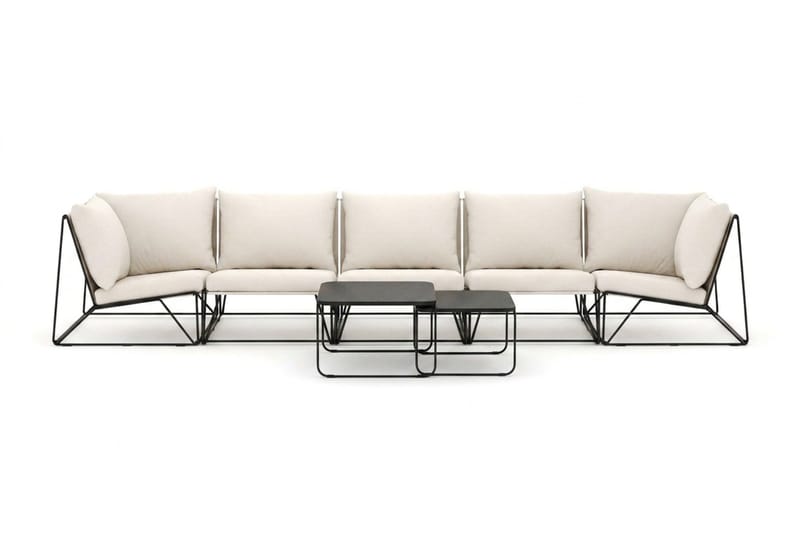 Usteryd udendørs lige 5-personers sofa - Sort/Beige - Havemøbler - Loungemøbler - Sofagrupper udendørs