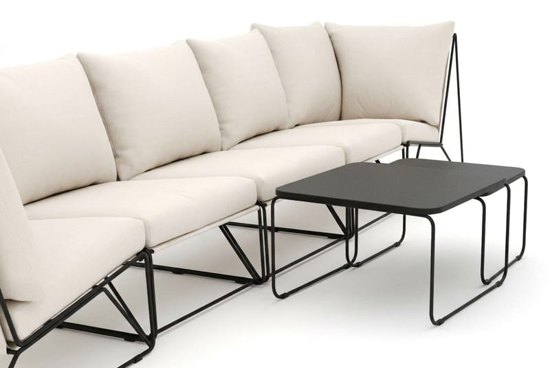 Usteryd udendørs lige 5-personers sofa - Sort/Beige - Havemøbler - Loungemøbler - Sofagrupper udendørs
