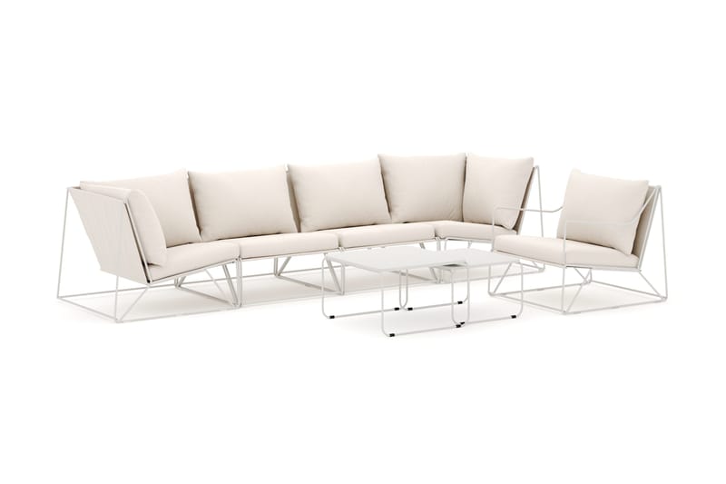 Usteryd udendørs lige 5-personers sofa med lænestol - Beige/Beige - Havemøbler - Loungemøbler - Loungesofaer