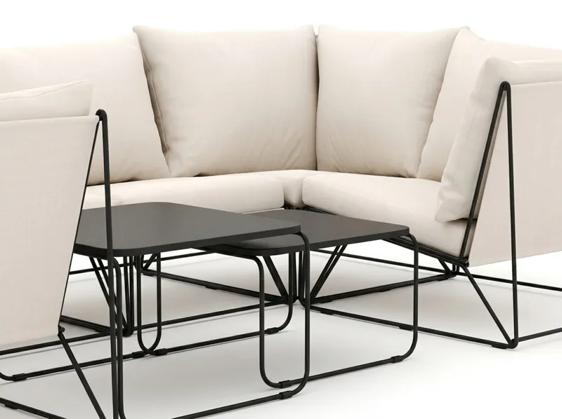 Usteryd udendørs U-sofa 6-personers med lukket afslutning - Sort/Beige - Havemøbler - Loungemøbler - Sofagrupper udendørs
