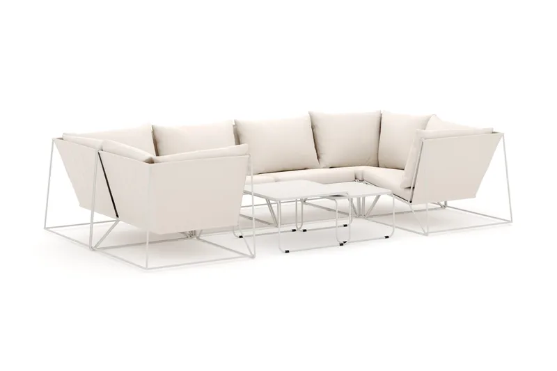 Usteryd udendørs U-sofa 6-personers med lukket afslutning, Beige/Beige