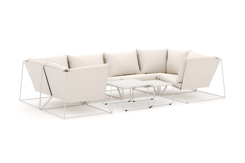 Usteryd udendørs U-sofa 6-personers med lukket afslutning - Beige/Beige - Havemøbler - Loungemøbler - Loungesofaer