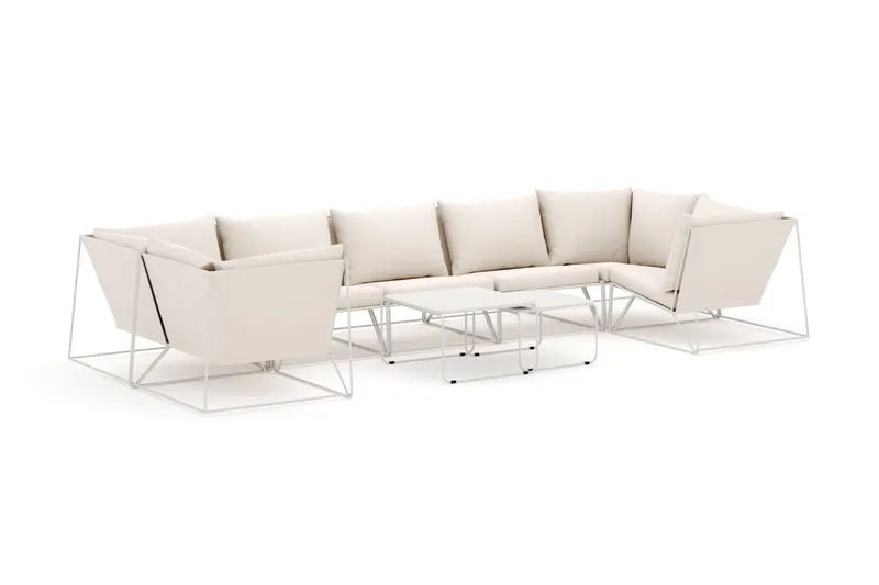 Usteryd udendørs U-sofa 7-personers med lukket afslutning, Beige/Beige