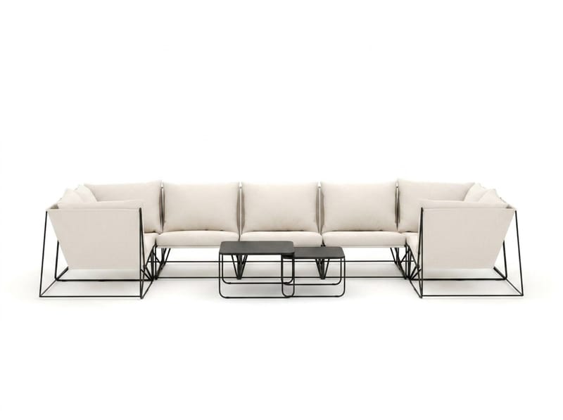 Usteryd udendørs U-sofa 7-personers med lukket afslutning - Sort/Beige - Havemøbler - Loungemøbler - Sofagrupper udendørs