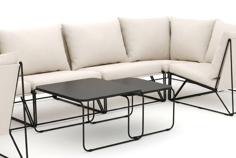 Usteryd udendørs U-sofa 7-personers med lukket afslutning - Sort/Beige - Havemøbler - Loungemøbler - Sofagrupper udendørs