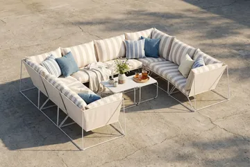 Usteryd udendørs U-sofa 8-personers med lukket afslutning - Beige/Stribet - Havemøbler - Loungemøbler - Sofagrupper udendørs