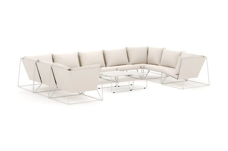 Usteryd udendørs U-sofa 9-personers med lukket afslutning, Beige/Beige