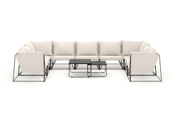 Usteryd udendørs U-sofa 9-personers med lukket afslutning - Sort/Beige - Havemøbler - Loungemøbler - Sofagrupper udendørs