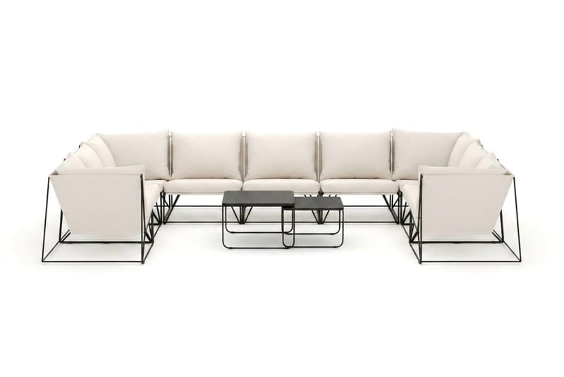 Usteryd udendørs U-sofa 9-personers med lukket afslutning - Sort/Beige - Havemøbler - Loungemøbler - Sofagrupper udendørs