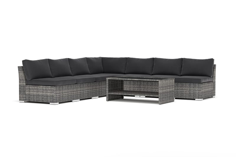 Wisconsin udendørs hjørnesofa 7-personers vendbar med åben afslutning, Grå