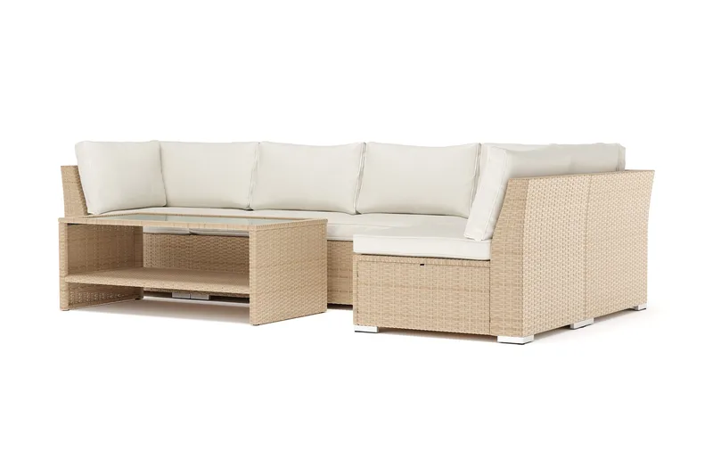 Wisconsin udendørs L-sofa 5-personers vendbar - Beige - Havemøbler - Loungemøbler - Loungesofaer