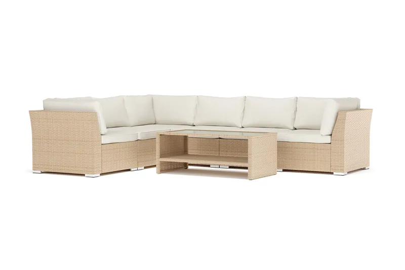 Wisconsin udendørs L-sofa 6-personers vendbar - Beige - Havemøbler - Loungemøbler - Loungesofaer