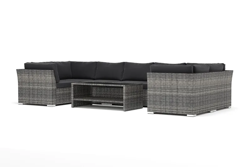 Wisconsin udendørs U-sofa, 7-personers, med lukket afslutning, Grå