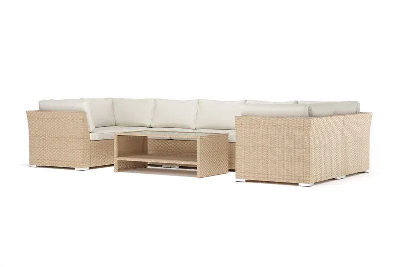 Wisconsin udendørs U-sofa, 7-personers, med lukket afslutning, Beige